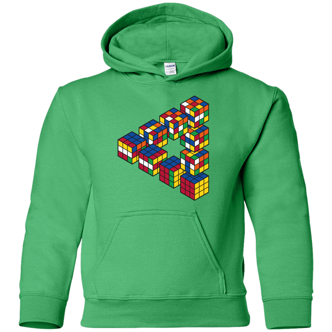 Sweatshirts Irish Green / YS Rubiks Cube Penrose Triangle Youth Hoodie