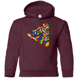 Sweatshirts Maroon / YS Rubiks Cube Penrose Triangle Youth Hoodie