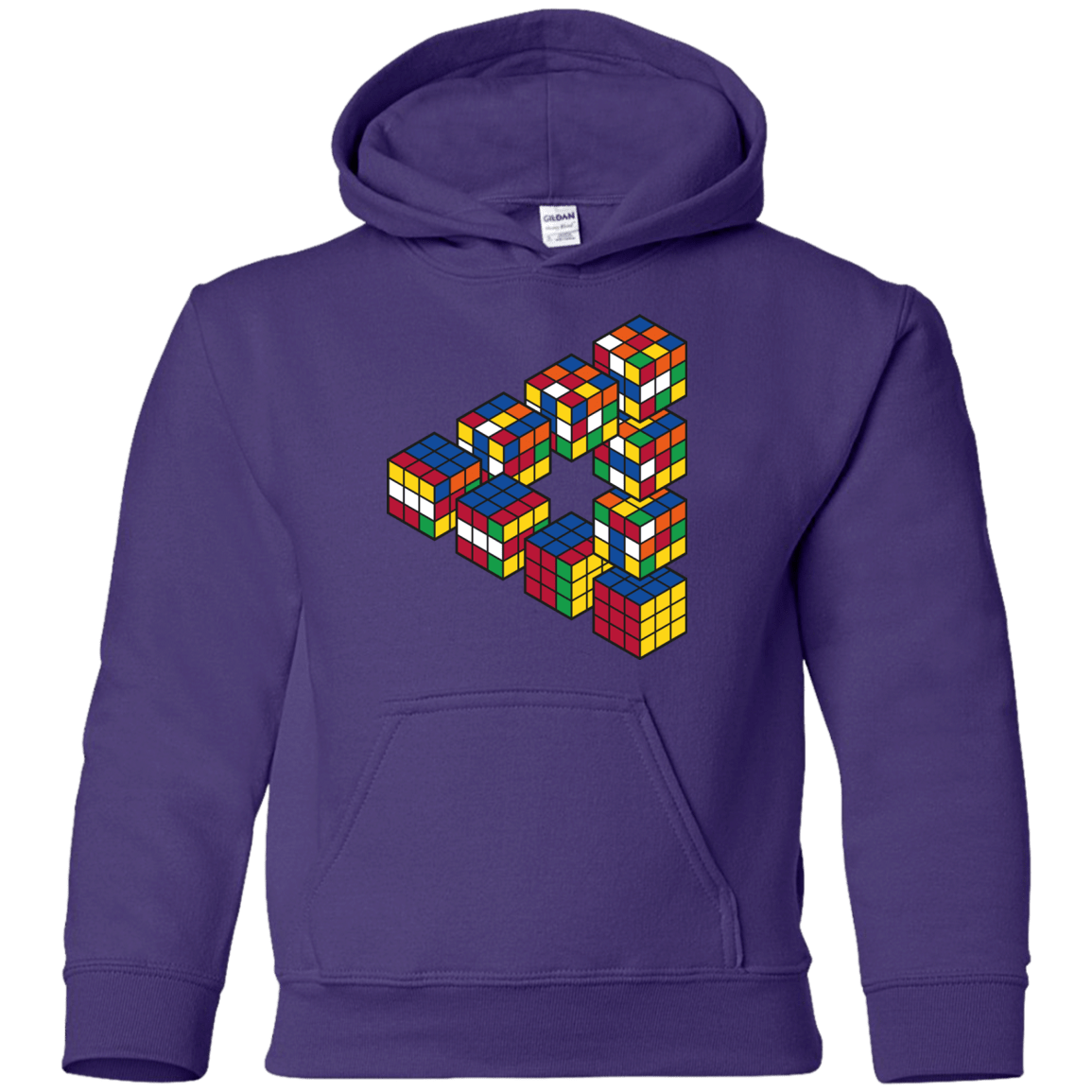 Sweatshirts Purple / YS Rubiks Cube Penrose Triangle Youth Hoodie