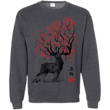 Sweatshirts Dark Heather / S Sakura Deer Crewneck Sweatshirt