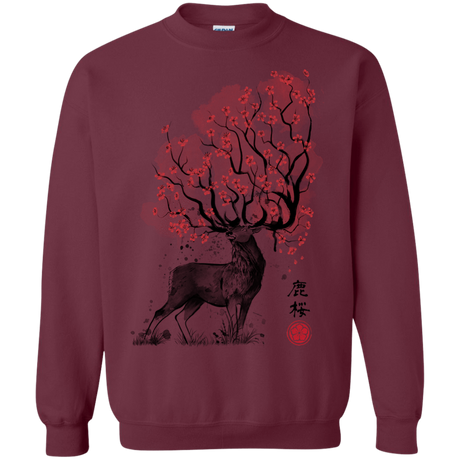 Sweatshirts Maroon / S Sakura Deer Crewneck Sweatshirt