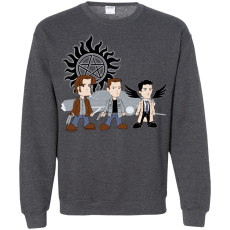 Sweatshirts Dark Heather / S Sam, Dean and Cas Crewneck Sweatshirt