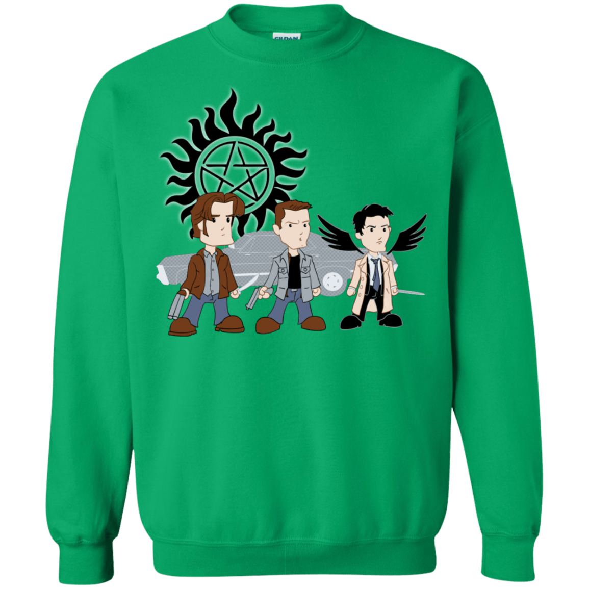 Sweatshirts Irish Green / S Sam, Dean and Cas Crewneck Sweatshirt