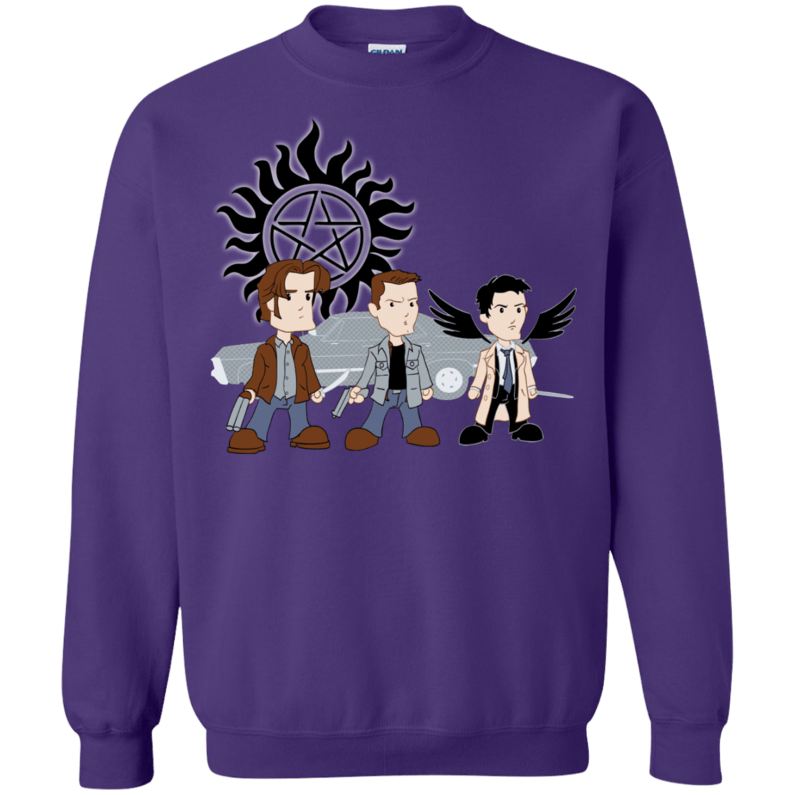 Sweatshirts Purple / S Sam, Dean and Cas Crewneck Sweatshirt