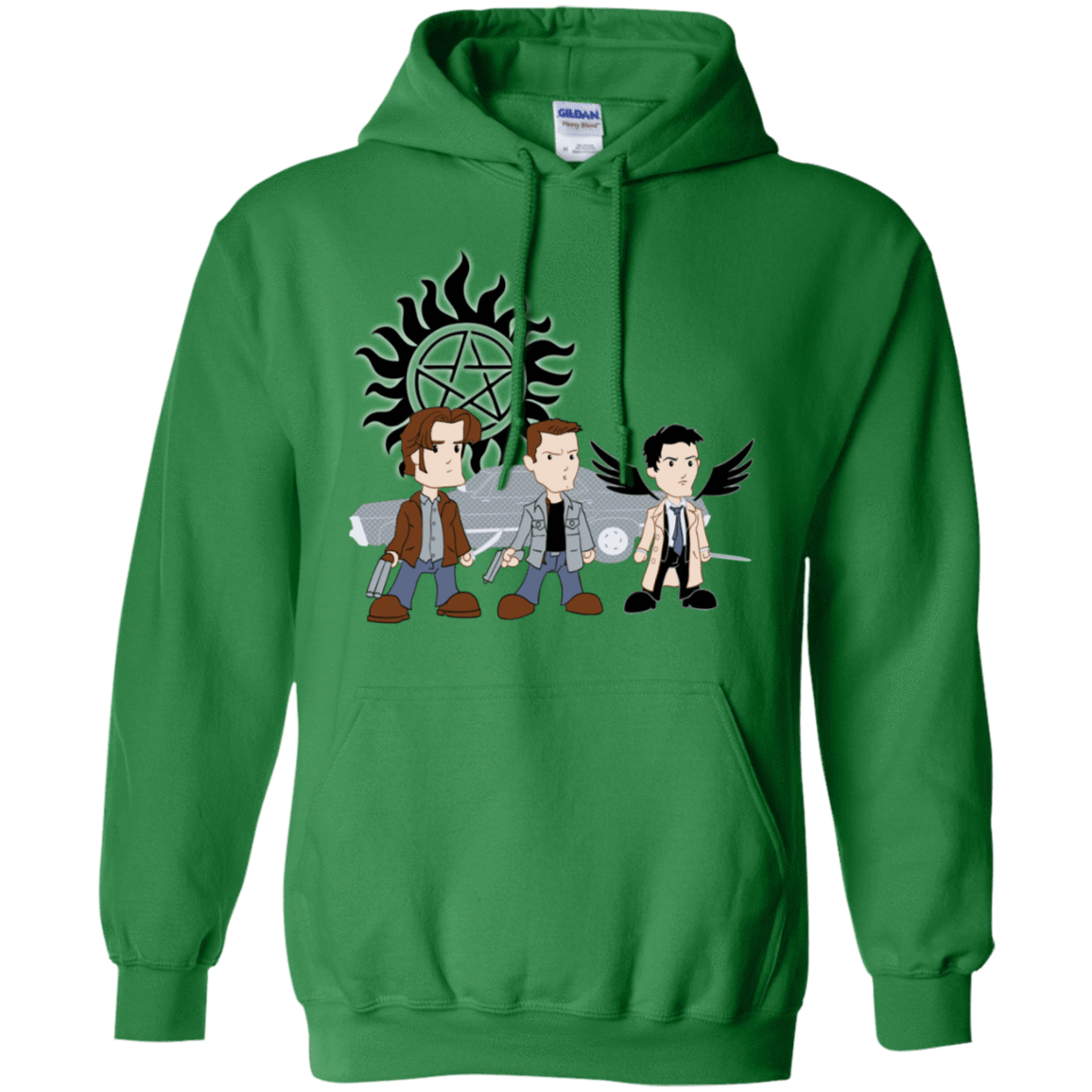 Sweatshirts Irish Green / S Sam, Dean and Cas Pullover Hoodie