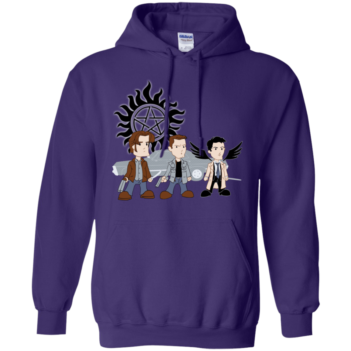 Sweatshirts Purple / S Sam, Dean and Cas Pullover Hoodie