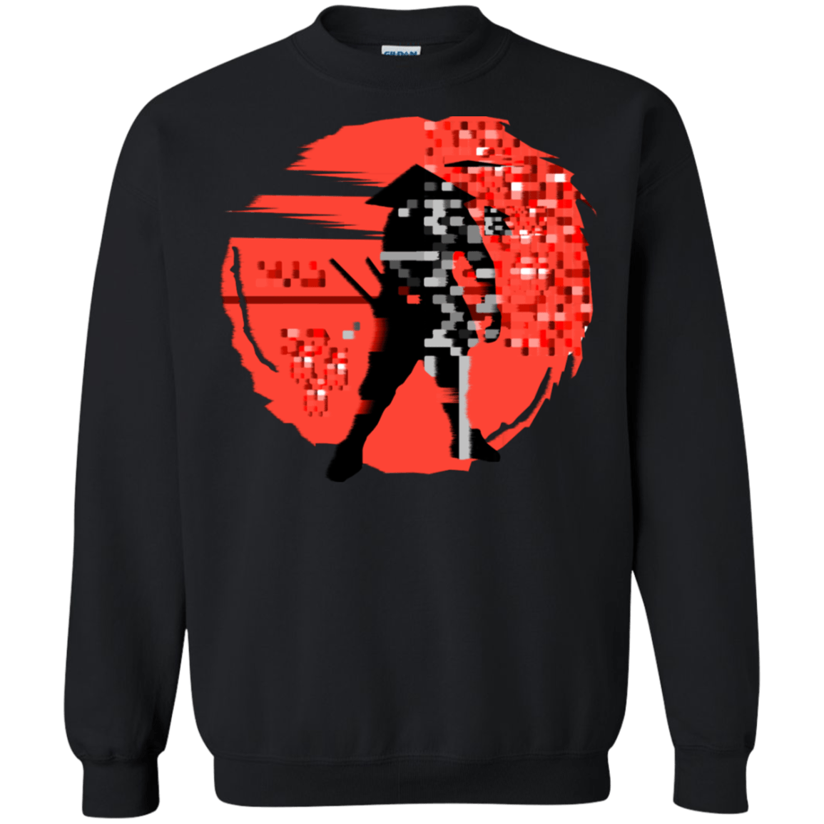 Sweatshirts Black / S Samurai Pixel Crewneck Sweatshirt