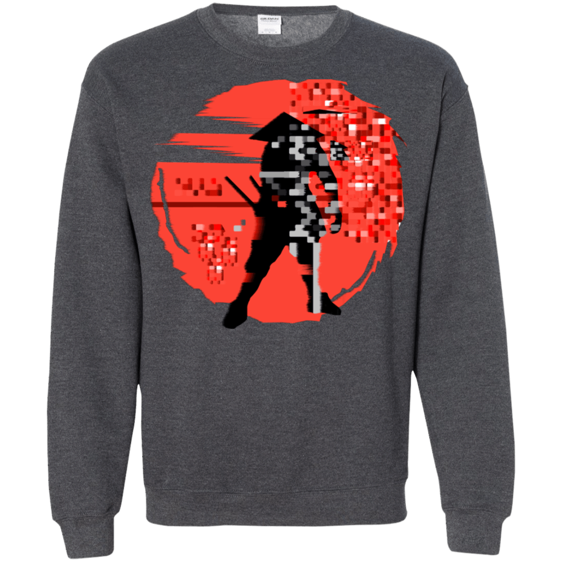 Sweatshirts Dark Heather / S Samurai Pixel Crewneck Sweatshirt