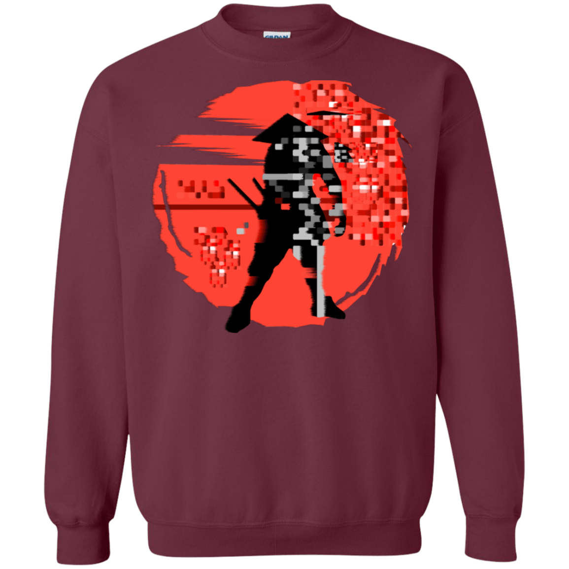 Sweatshirts Maroon / S Samurai Pixel Crewneck Sweatshirt