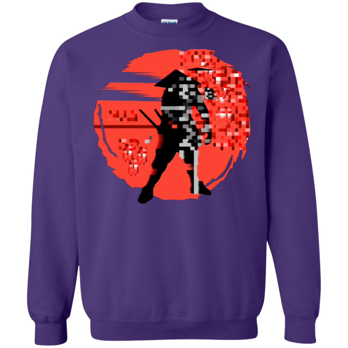 Sweatshirts Purple / S Samurai Pixel Crewneck Sweatshirt