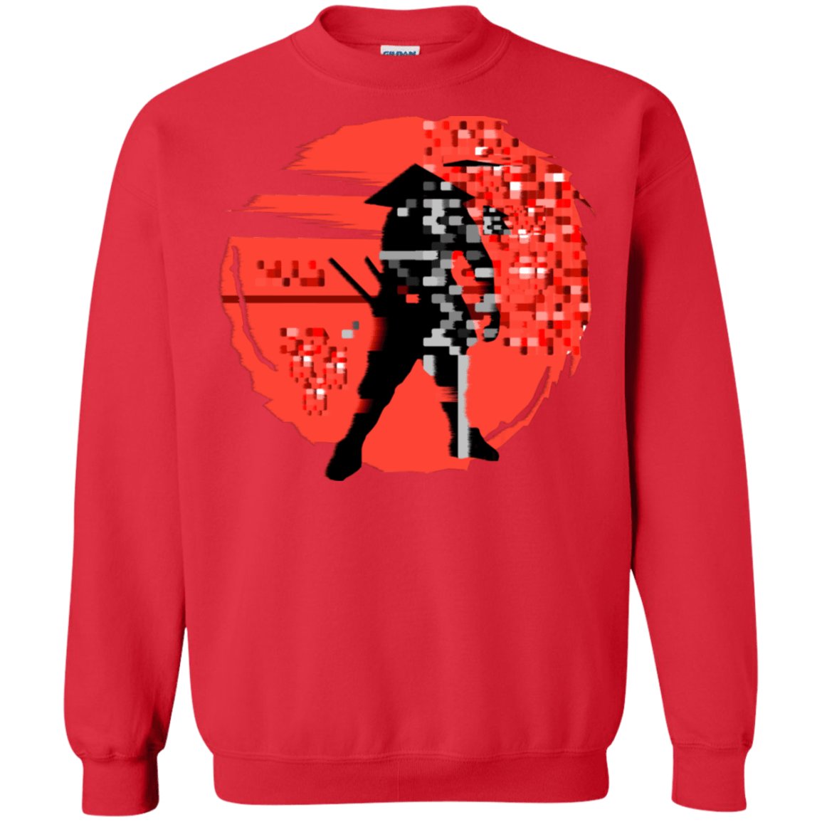 Sweatshirts Red / S Samurai Pixel Crewneck Sweatshirt