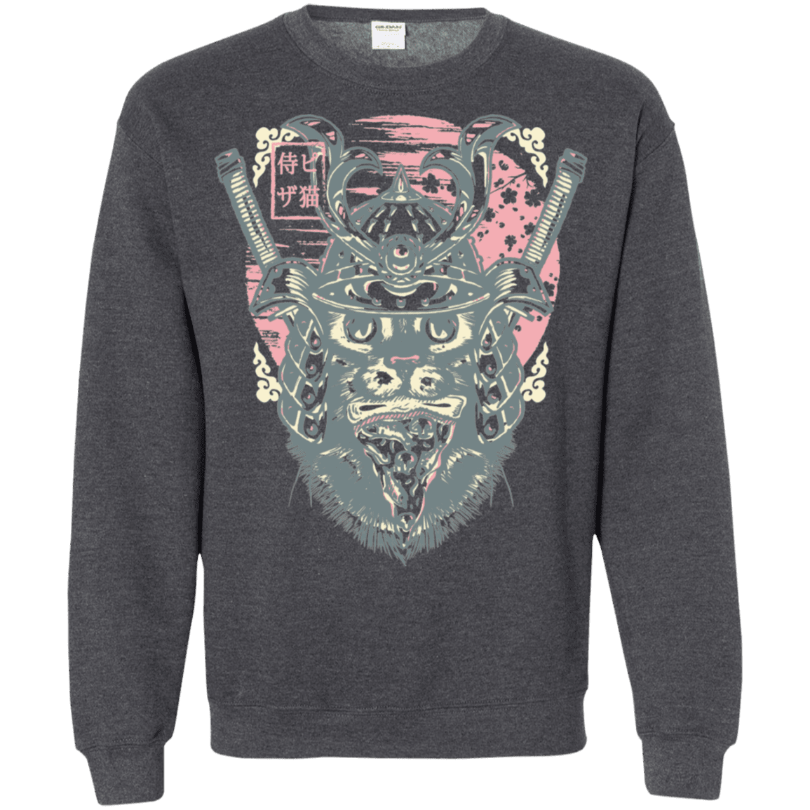 Sweatshirts Dark Heather / S Samurai Pizza Cat Crewneck Sweatshirt