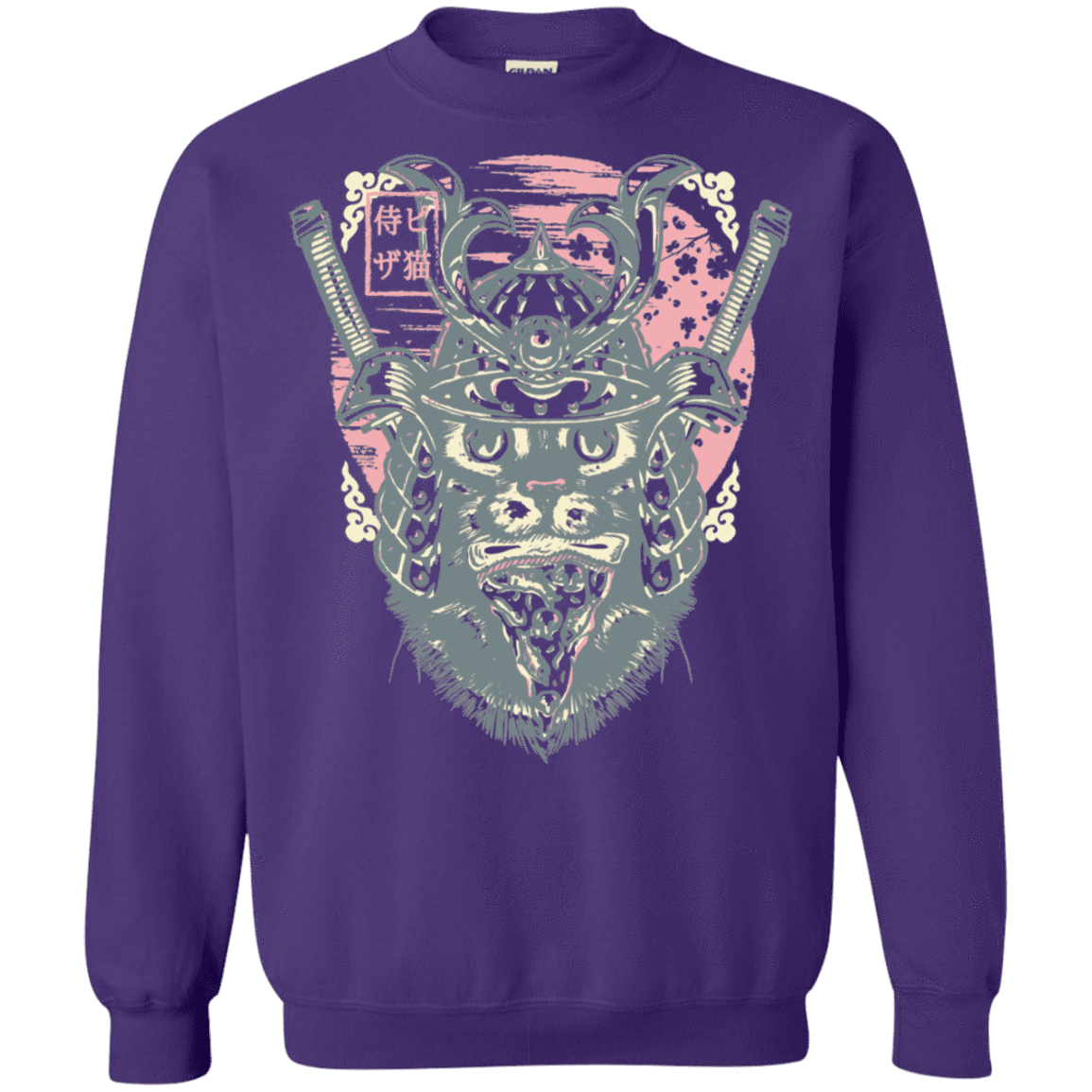 Sweatshirts Purple / S Samurai Pizza Cat Crewneck Sweatshirt