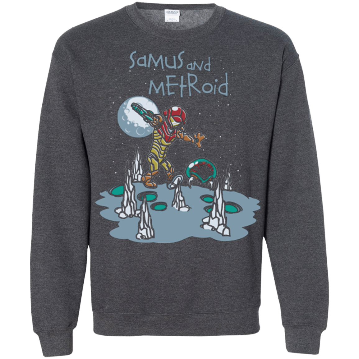 Sweatshirts Dark Heather / Small Samus and Metroid Crewneck Sweatshirt