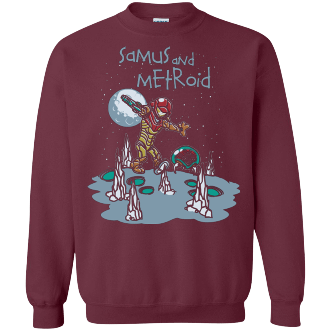 Sweatshirts Maroon / Small Samus and Metroid Crewneck Sweatshirt