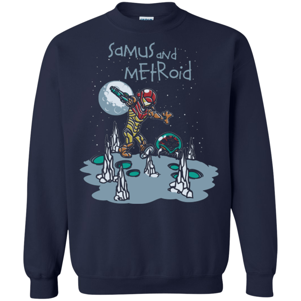 Sweatshirts Navy / Small Samus and Metroid Crewneck Sweatshirt