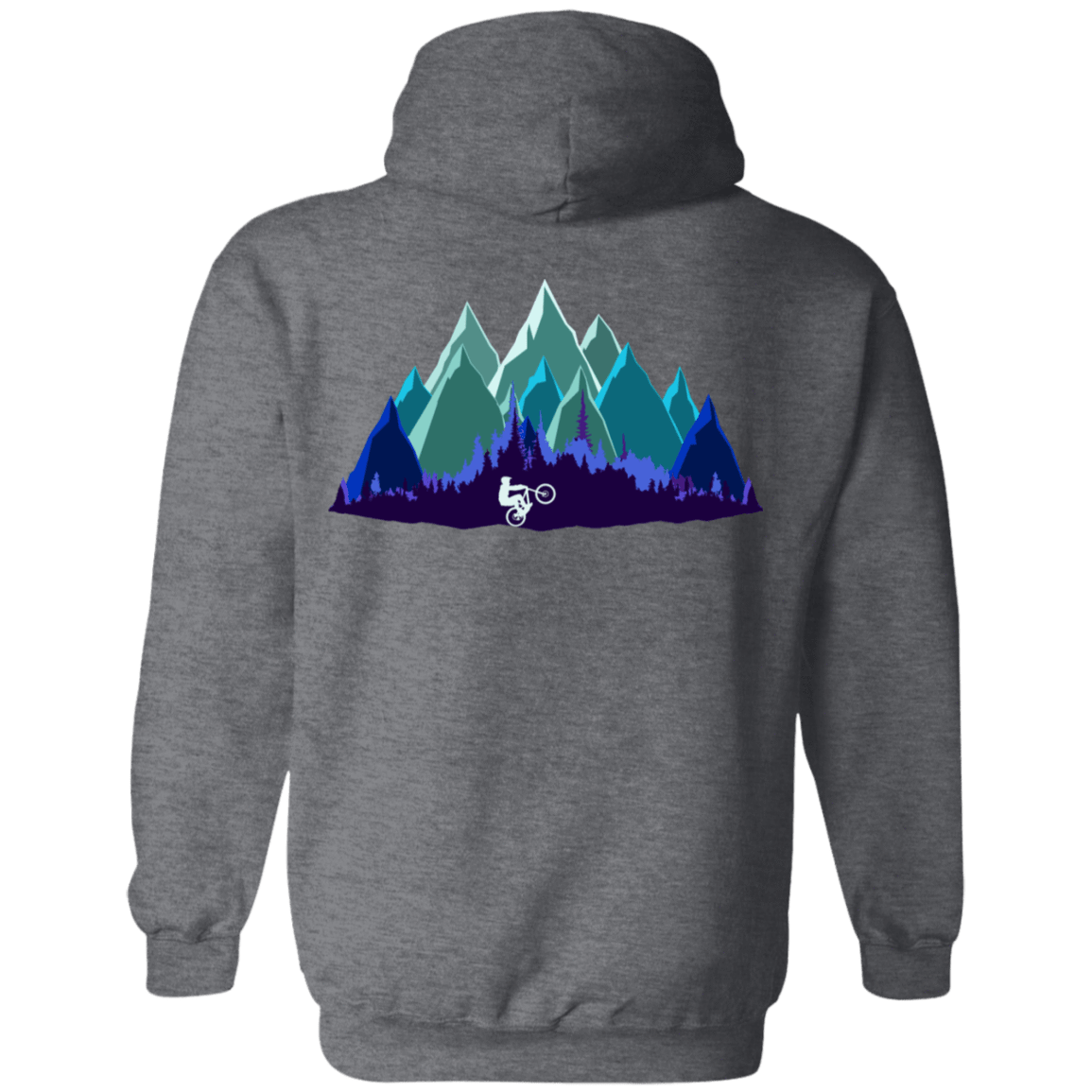 Sweatshirts Dark Heather / S Scenic Mountain Bike Ride Back Print Pullover Hoodie