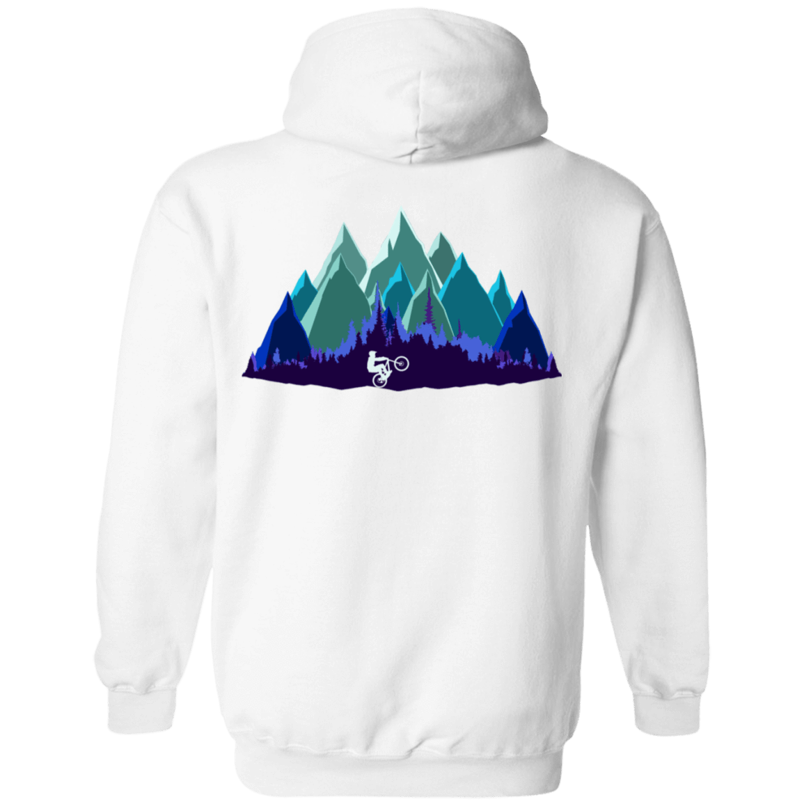 Sweatshirts White / S Scenic Mountain Bike Ride Back Print Pullover Hoodie