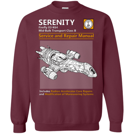 Sweatshirts Maroon / Small Serenity Service And Repair Manual Crewneck Sweatshirt