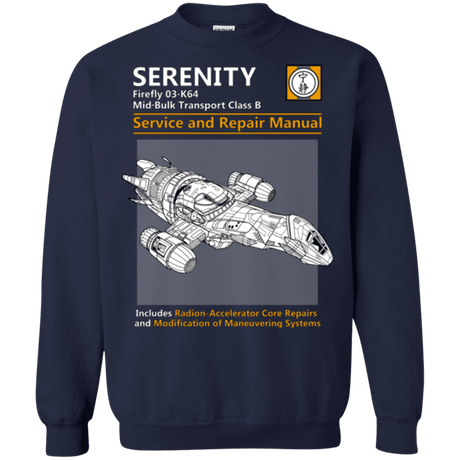 Sweatshirts Navy / Small Serenity Service And Repair Manual Crewneck Sweatshirt