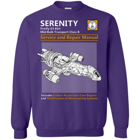 Sweatshirts Purple / Small Serenity Service And Repair Manual Crewneck Sweatshirt