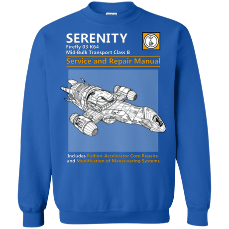 Sweatshirts Royal / Small Serenity Service And Repair Manual Crewneck Sweatshirt