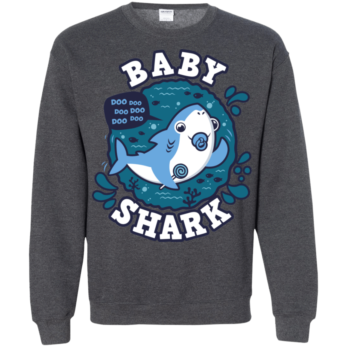 Sweatshirts Dark Heather / S Shark Family trazo - Baby Boy chupete Crewneck Sweatshirt