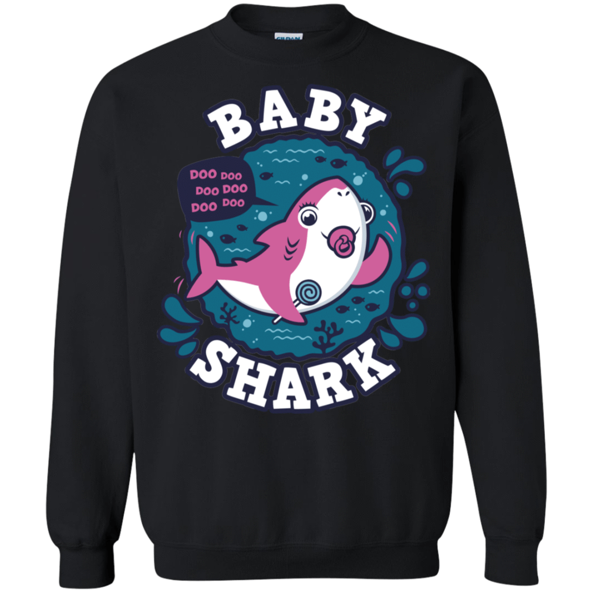Sweatshirts Black / S Shark Family trazo - Baby Girl chupete Crewneck Sweatshirt