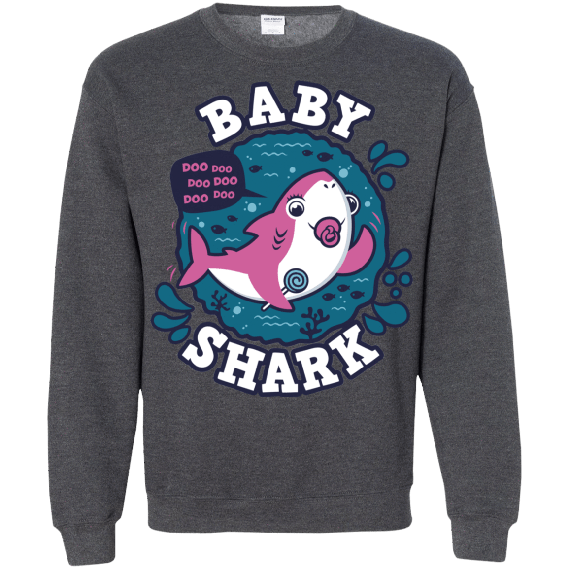 Sweatshirts Dark Heather / S Shark Family trazo - Baby Girl chupete Crewneck Sweatshirt
