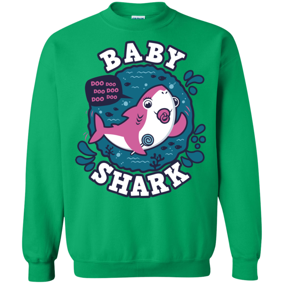 Sweatshirts Irish Green / S Shark Family trazo - Baby Girl chupete Crewneck Sweatshirt