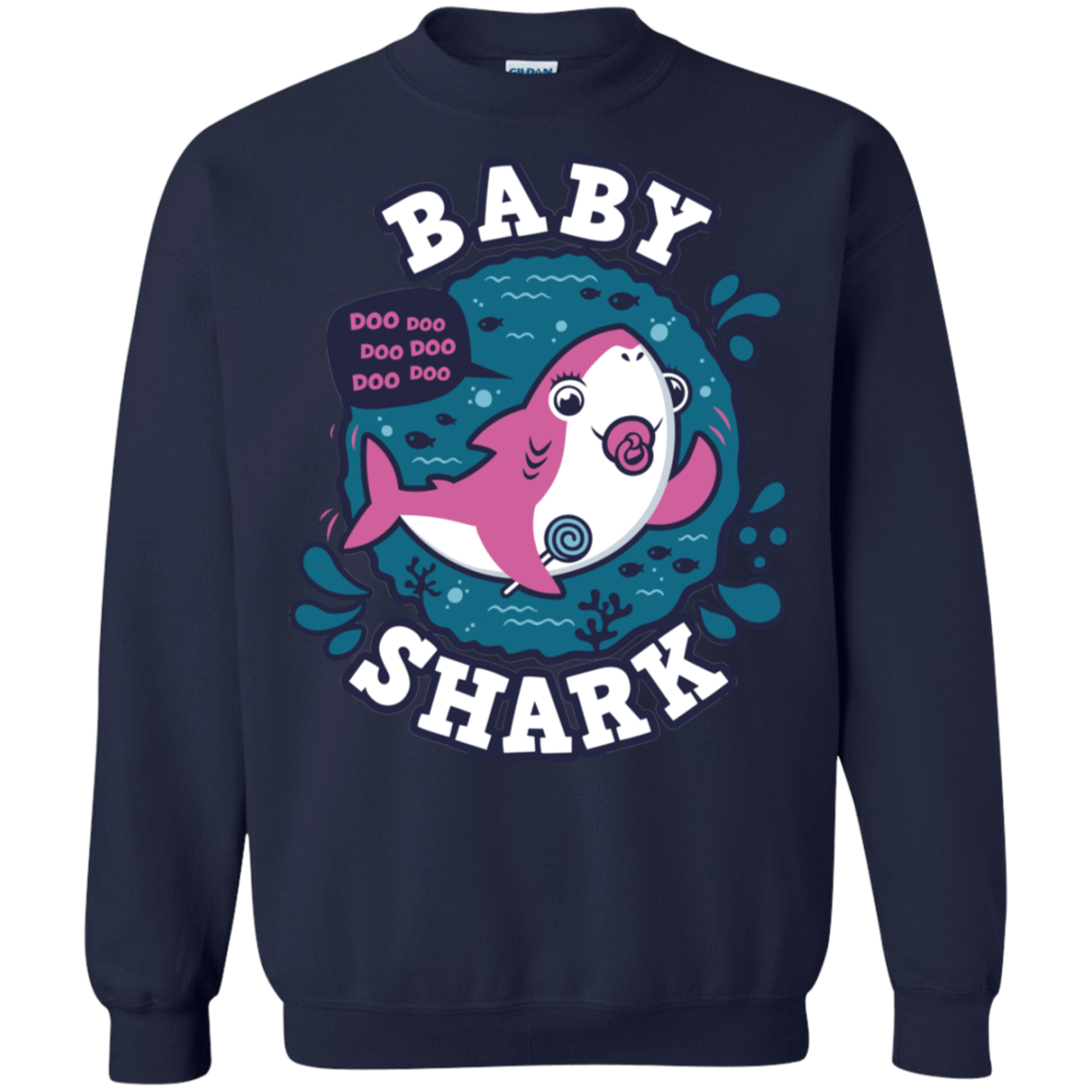 Sweatshirts Navy / S Shark Family trazo - Baby Girl chupete Crewneck Sweatshirt