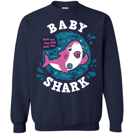 Sweatshirts Navy / S Shark Family trazo - Baby Girl chupete Crewneck Sweatshirt