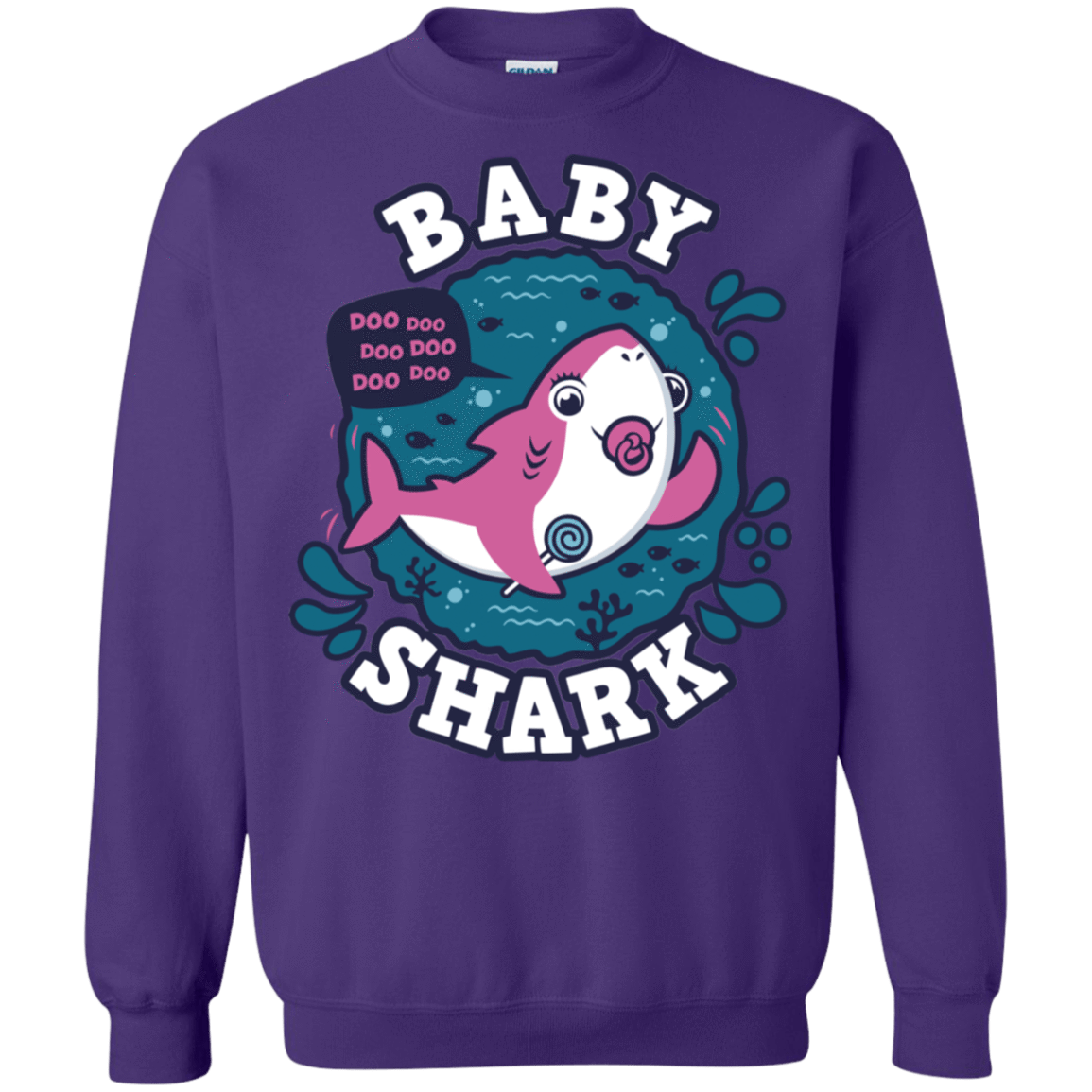 Sweatshirts Purple / S Shark Family trazo - Baby Girl chupete Crewneck Sweatshirt