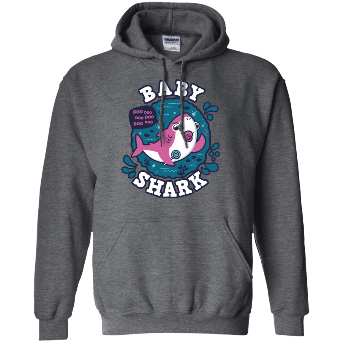 Sweatshirts Dark Heather / S Shark Family trazo - Baby Girl chupete Pullover Hoodie