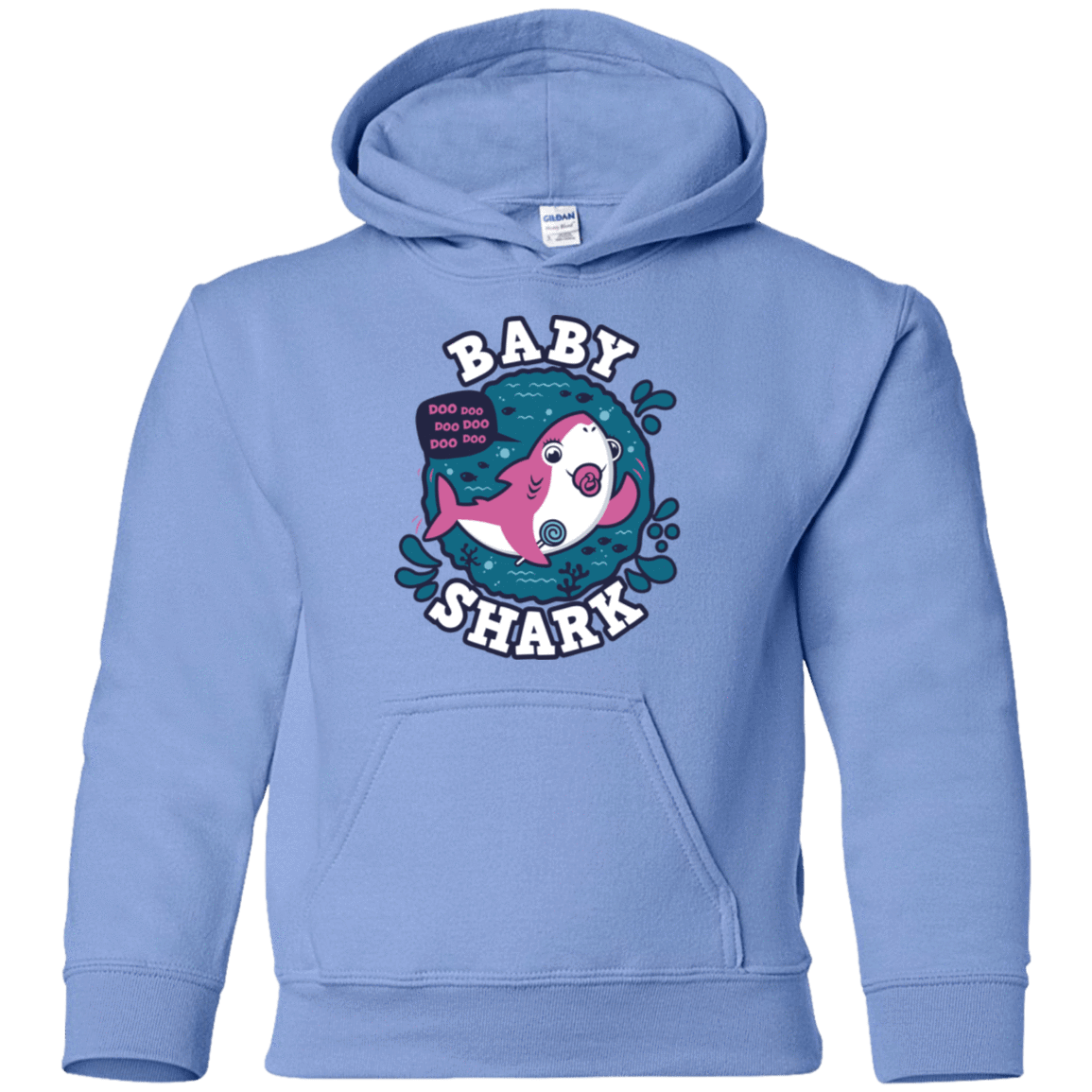 Sweatshirts Carolina Blue / YS Shark Family trazo - Baby Girl chupete Youth Hoodie