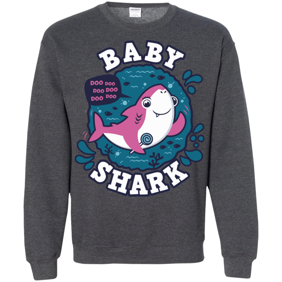 Sweatshirts Dark Heather / S Shark Family trazo - Baby Girl Crewneck Sweatshirt