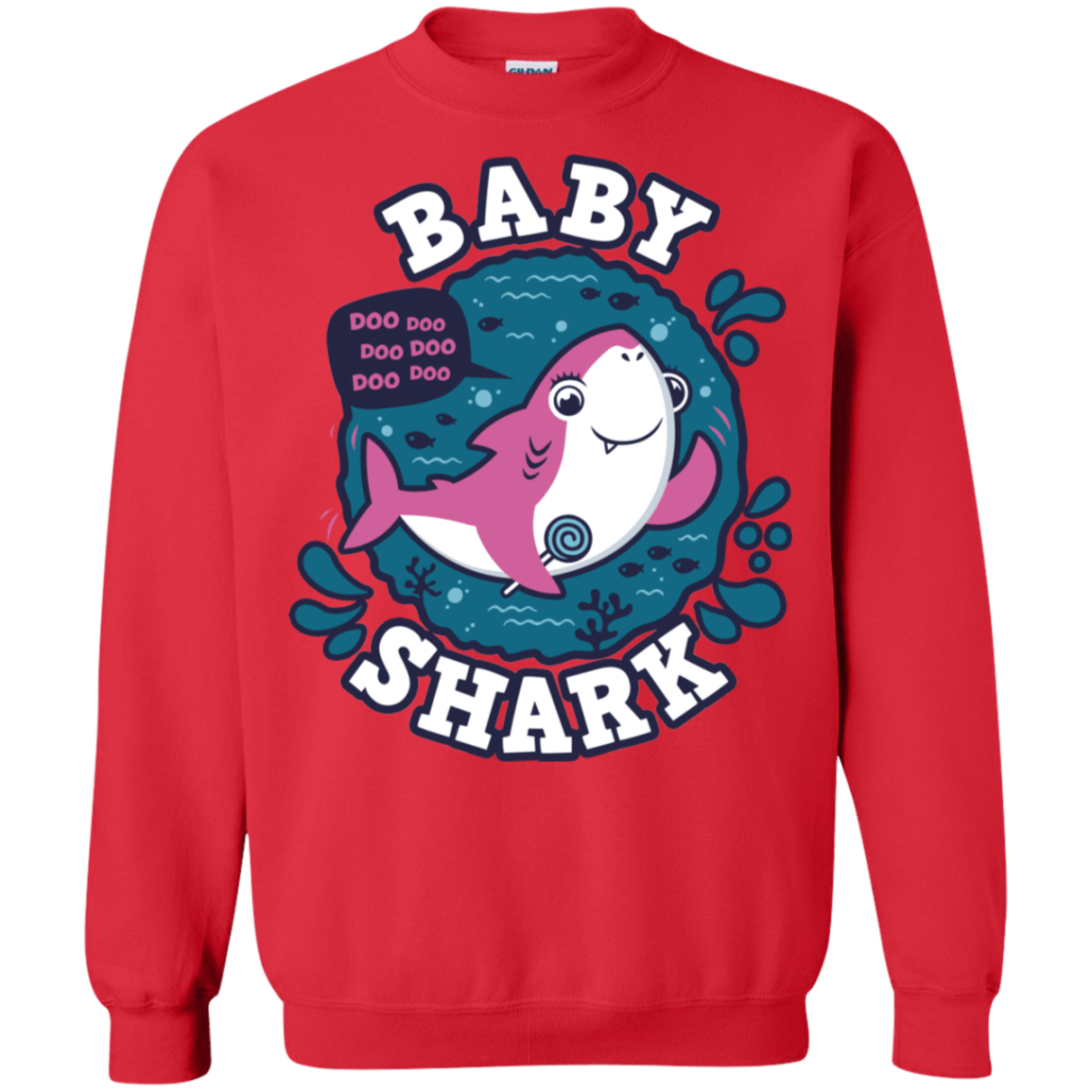 Sweatshirts Red / S Shark Family trazo - Baby Girl Crewneck Sweatshirt