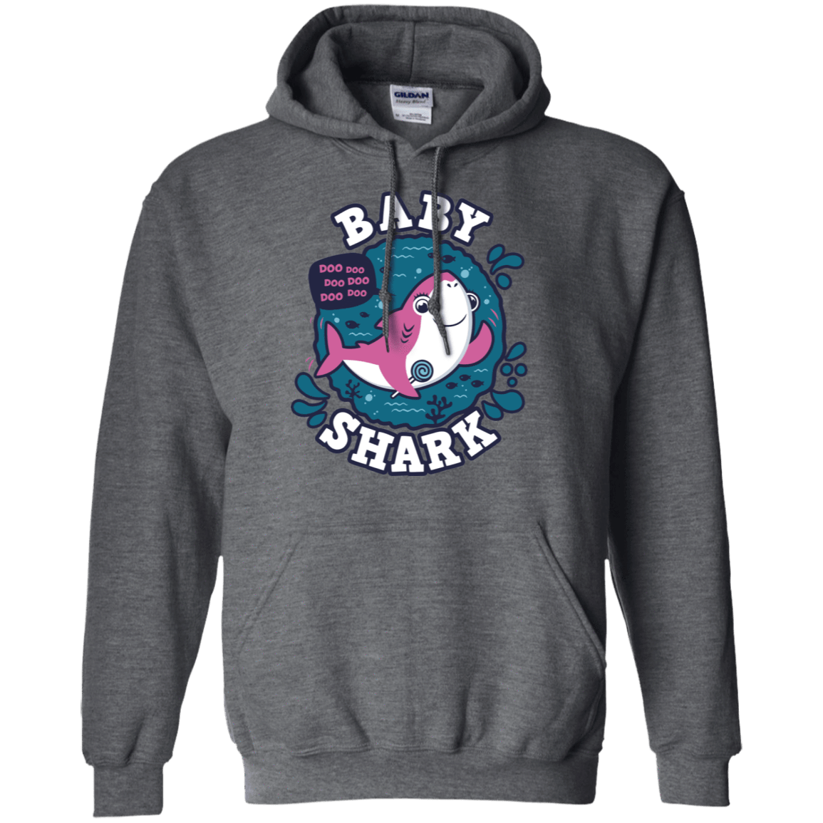 Sweatshirts Dark Heather / S Shark Family trazo - Baby Girl Pullover Hoodie