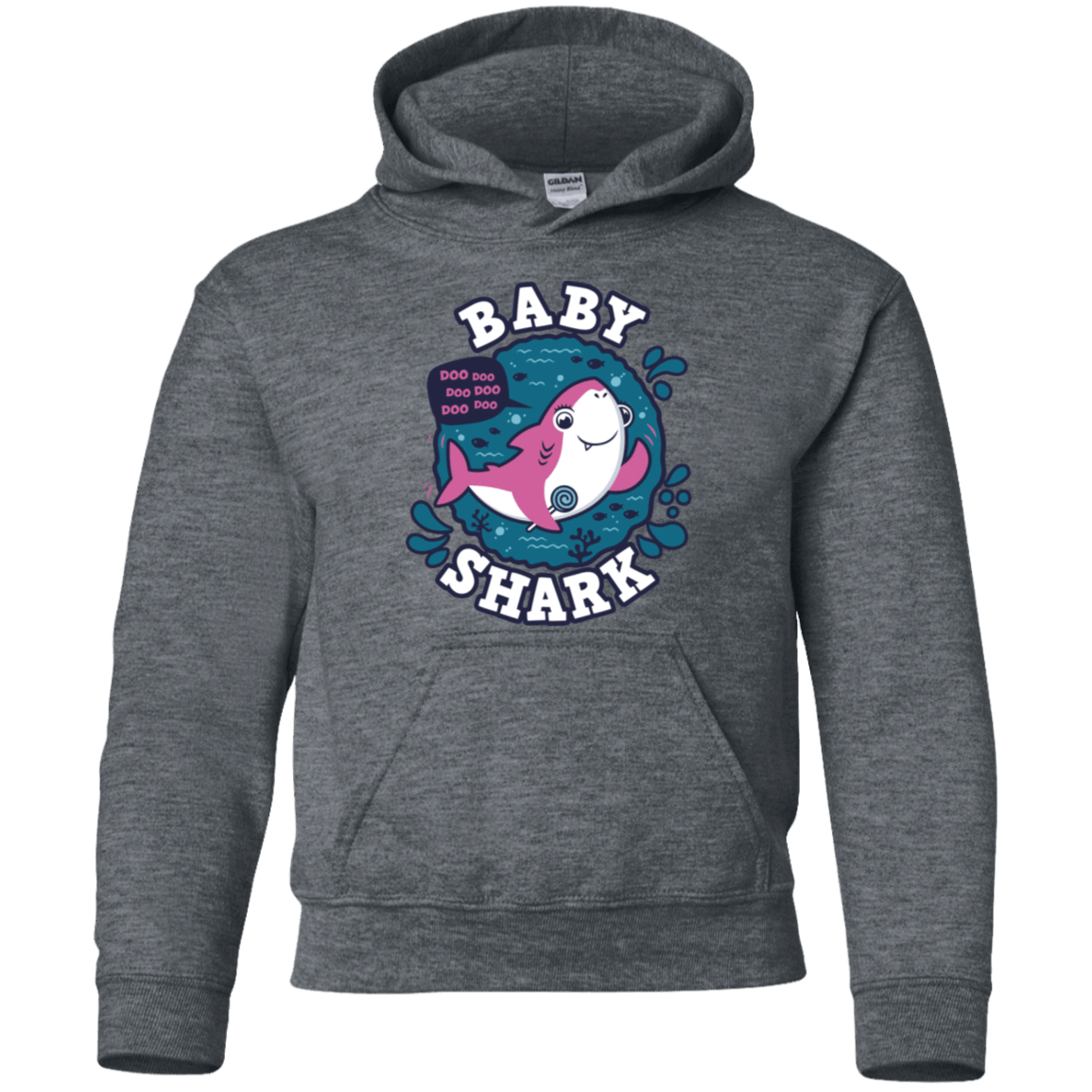 Sweatshirts Dark Heather / YS Shark Family trazo - Baby Girl Youth Hoodie