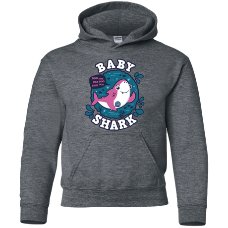 Sweatshirts Dark Heather / YS Shark Family trazo - Baby Girl Youth Hoodie