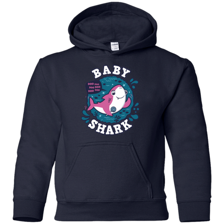 Sweatshirts Navy / YS Shark Family trazo - Baby Girl Youth Hoodie