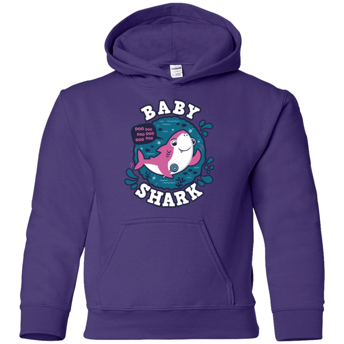 Sweatshirts Purple / YS Shark Family trazo - Baby Girl Youth Hoodie