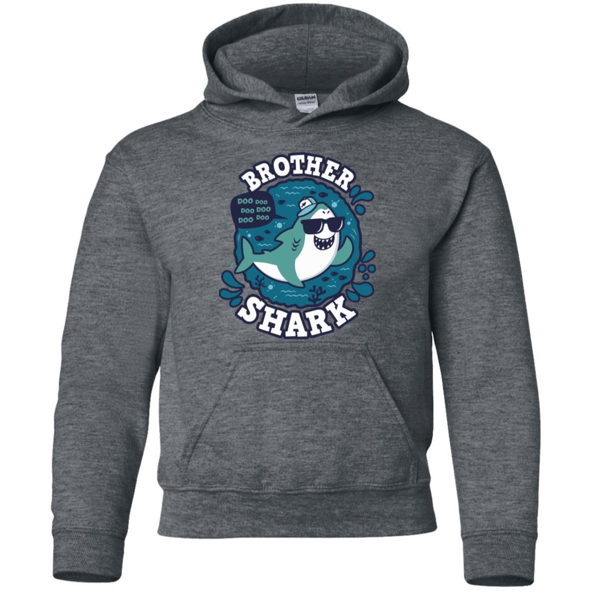 Sweatshirts Dark Heather / YS Shark Family trazo - Brother Youth Hoodie