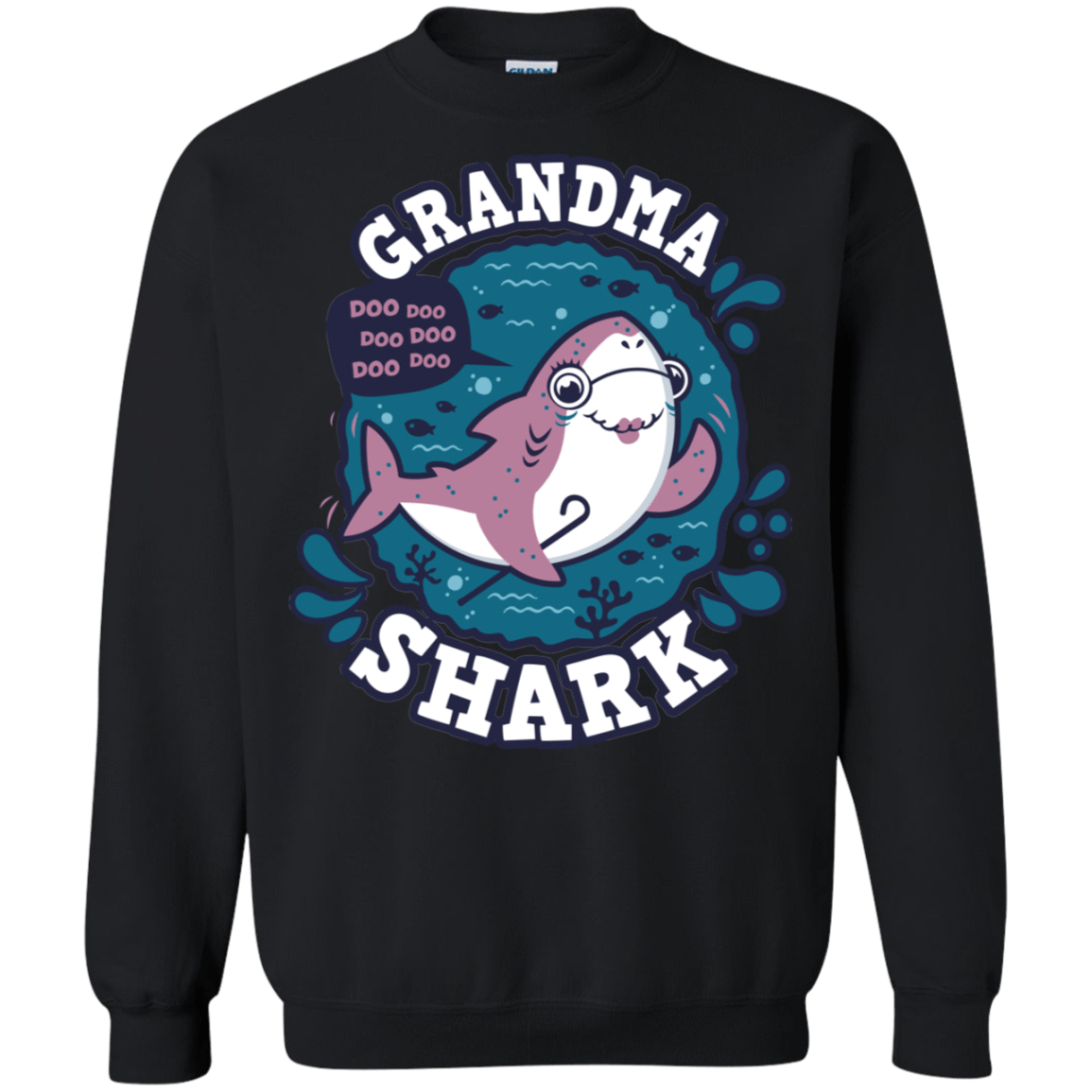 Sweatshirts Black / S Shark Family trazo - Grandma Crewneck Sweatshirt