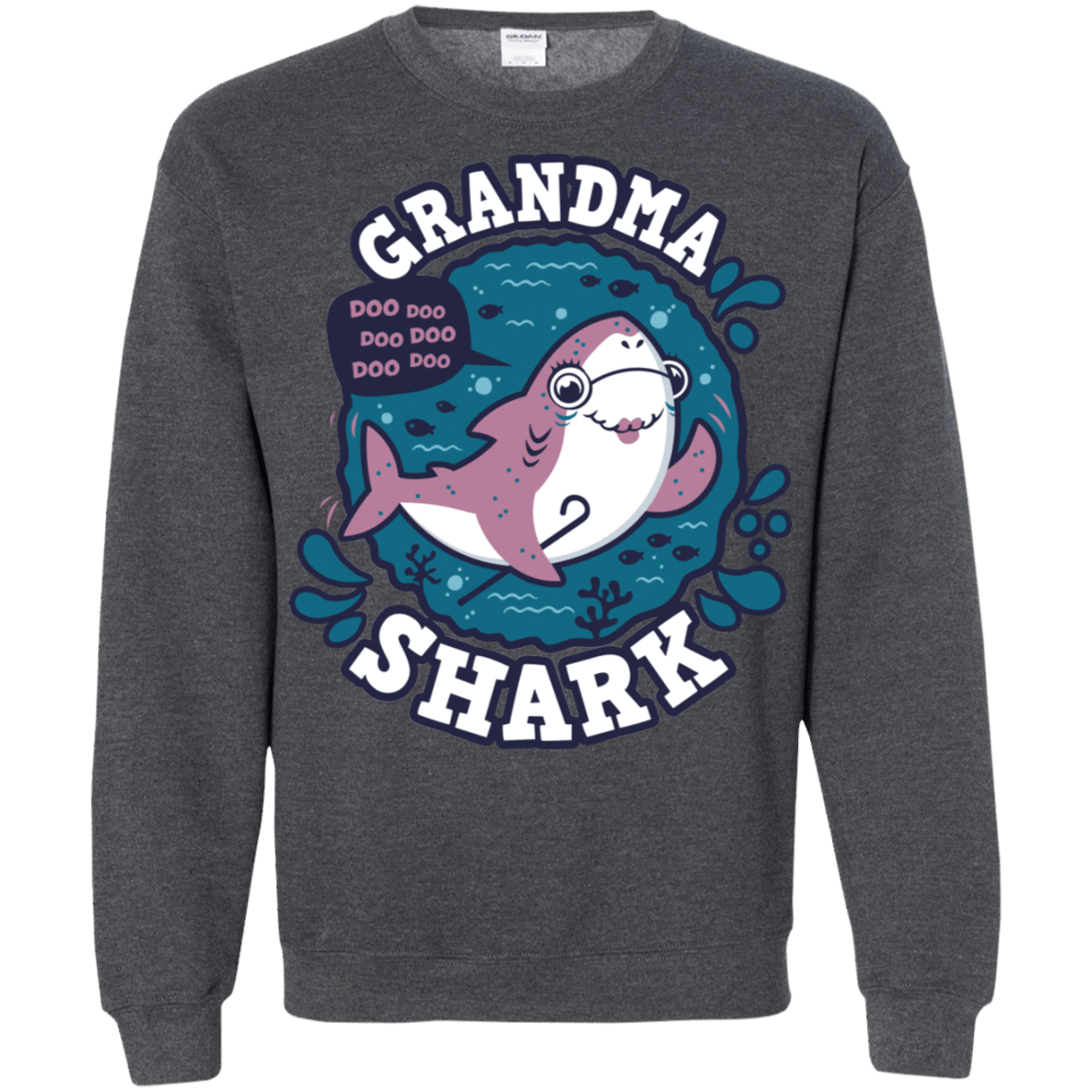 Sweatshirts Dark Heather / S Shark Family trazo - Grandma Crewneck Sweatshirt