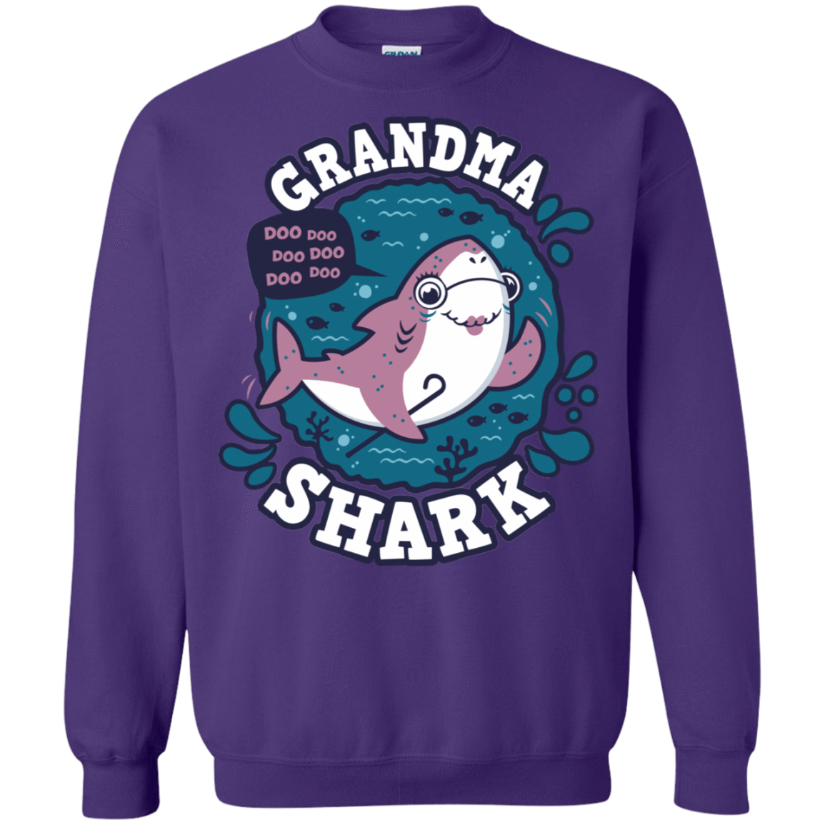 Sweatshirts Purple / S Shark Family trazo - Grandma Crewneck Sweatshirt