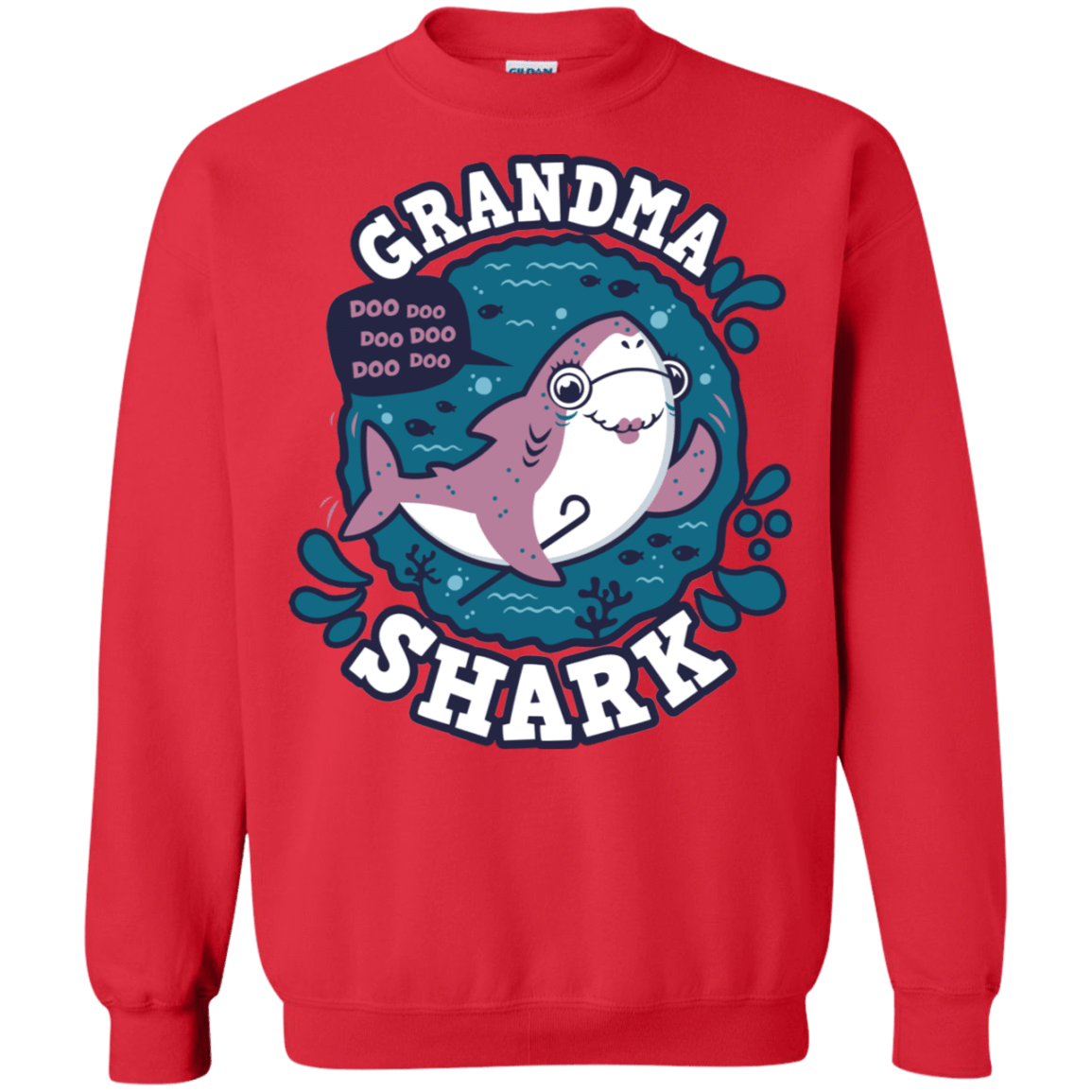 Sweatshirts Red / S Shark Family trazo - Grandma Crewneck Sweatshirt