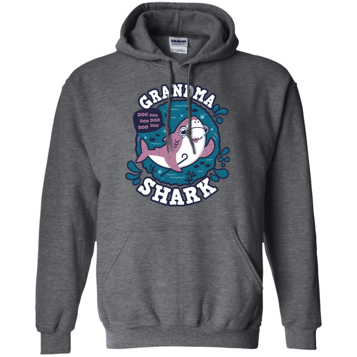 Sweatshirts Dark Heather / S Shark Family trazo - Grandma Pullover Hoodie