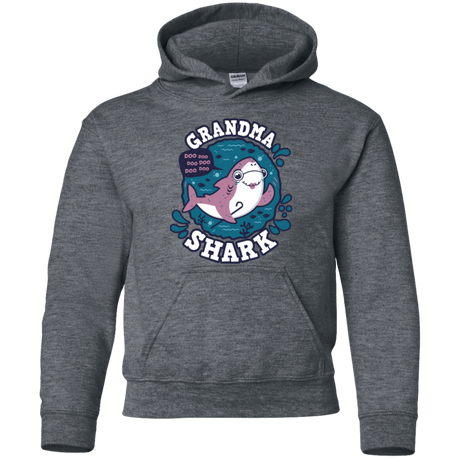 Sweatshirts Dark Heather / YS Shark Family trazo - Grandma Youth Hoodie