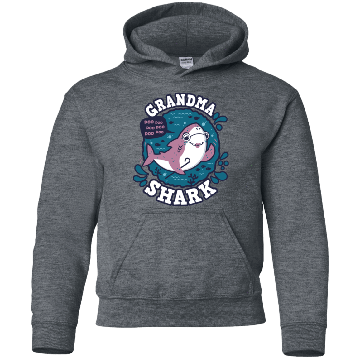 Sweatshirts Dark Heather / YS Shark Family trazo - Grandma Youth Hoodie